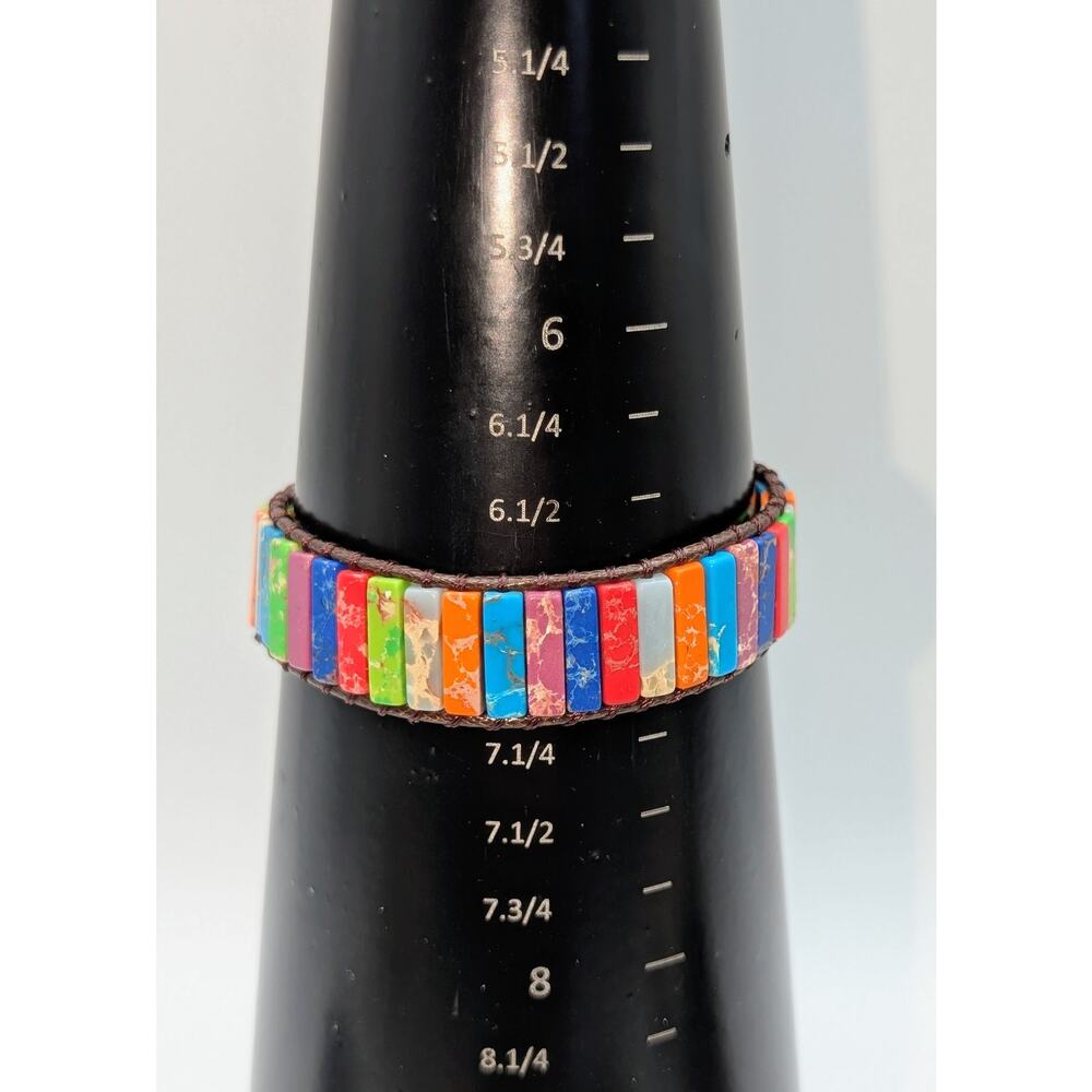 Boho Style Handmade Chakra Adjustable Button Closure Bracelet - Picture 4 of 5